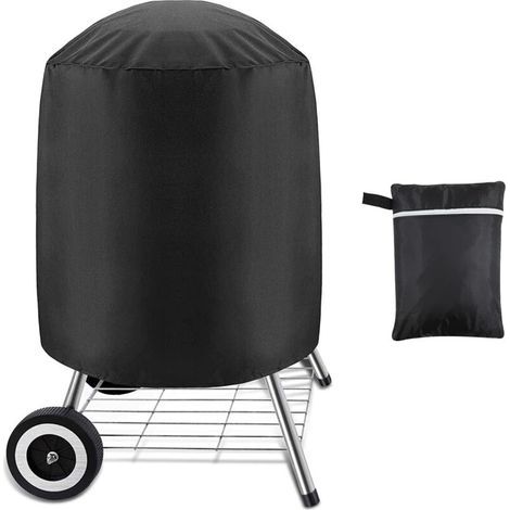 Lote de 1, funda para barbacoa de carbón, funda impermeable para barbacoa exterior, barbacoa redonda, negra, (70 x 70 cm) (1/4)