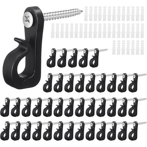 40 piezas, Clips para luces navideñas, Ganchos de tornillo, Gancho, para colgar guirnaldas de luces, garaje, fiesta de Año Nuevo, Negro (1/5)