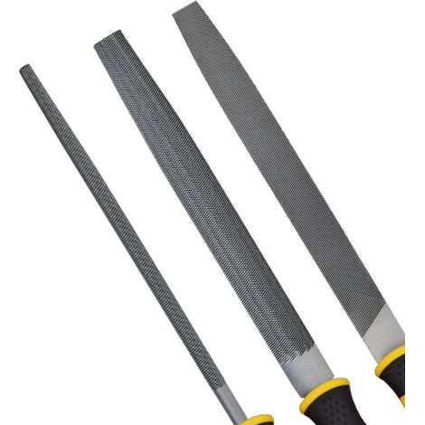 3-piece metal file set, including flat file, round file, half-round file, for working on metal, wood and more