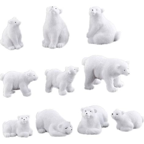 11pièces Mini Ornement Ours Polaire Artisanat Modèle Miniature Décoratif Décoration Micro Paysage Bureau Variées Style Aléatoire (1/5)