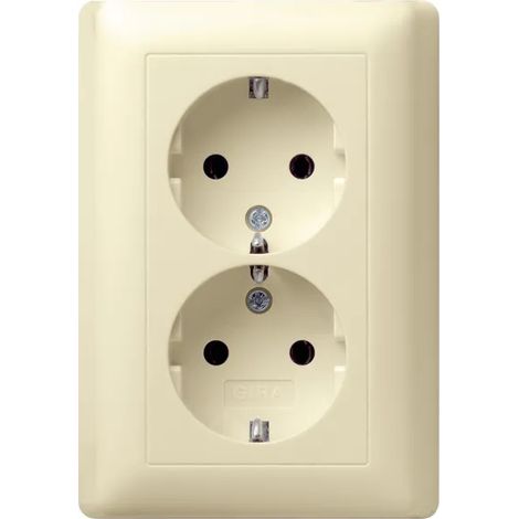 Gira 2f-SCHUKO-Steckd. Vollpl. Standard 55 Cremeweiß [078001], 0780 01