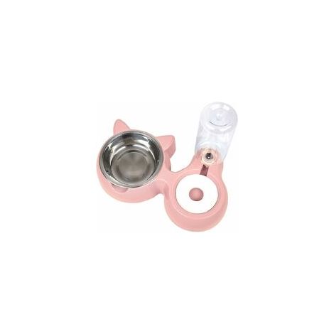 Bol Pour Animaux - Bol Double En Acier Inoxydable - Distributeur D Eau Silencieux Avec Bouteille - Anti Renversement Et Anti Débordement - 32 X 6 X 22 Cm - 1 Pièce