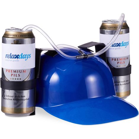 Casco porta bevande per feste con 2 portabevande regolabile atmosfera festiva in plastica nera 130006818