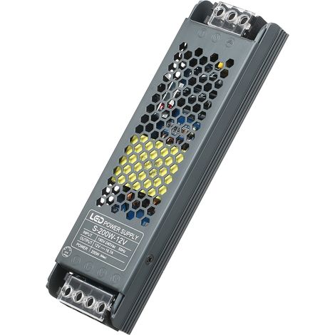 Ultraschlankes Netzteil für LED-Streifen, AC190V-240V auf DC 12V 16,7A 200W Transformator, Schaltnetzteil für den Innenbereich (1/5)
