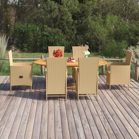 Ensemble à manger de jardin 7 pcs-Salon de jardin Résine tressée Beige 641624 (1/5)