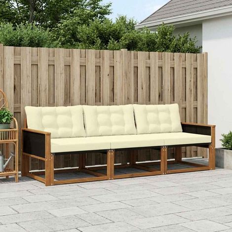vidaXL Outdoor-Sofagarnitur mit Kissen 3 pcs Natur und Creme (1/5)
