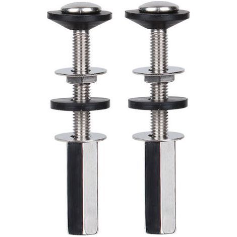 Set of 2 toilet tank bolts, sturdy and rust-proof, with long nuts and double rubber washers. (1/5)