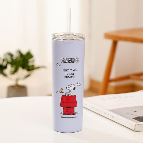 Gourde isotherme en acier inoxidable 500ml avec motif cartoon, design anti-dérapant pour enfants, portable et mignonne, bleue. (1/5)