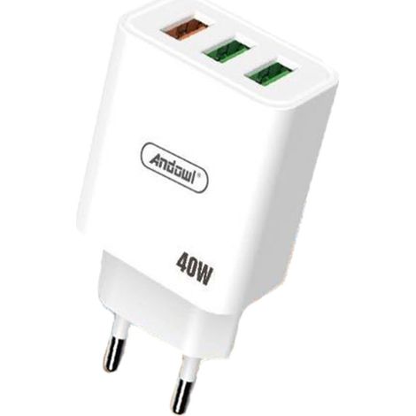 TRADE SHOP - Caricabatterie Adattatore Ricarica Rapida Con 3 Porte Usb 40w Per Smartphone Tablet Q-cd696 -