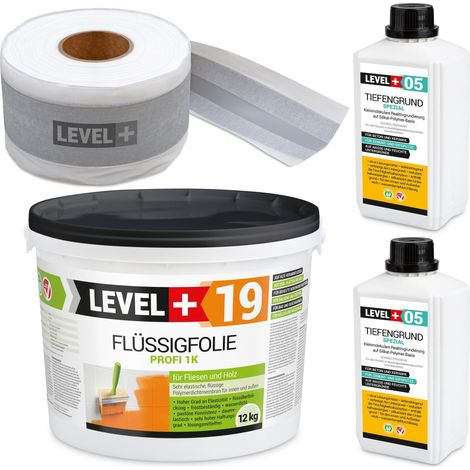 LEVEL+ Dichtset für Duschabdichtung Bad Dichtband Flüssigfolie 12kg SET525 (1/4)