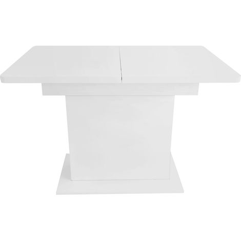 Ensemble salle à manger avec table extensible, 6 chaises en velours et pieds métal, rangement intégré, blanc (1/5)