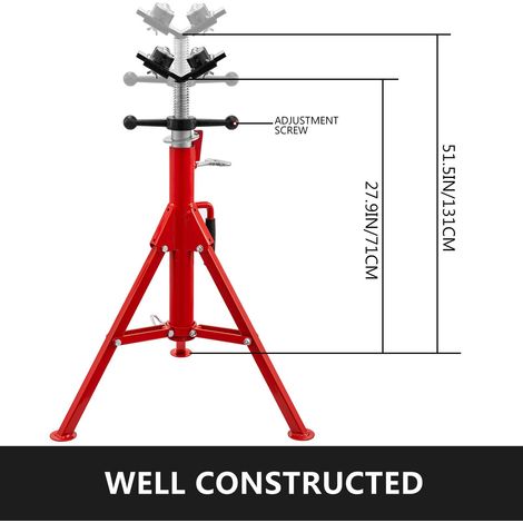 Support de douille avec tête en V de 71 cm à 130,8 cm de type 1107A à transfert à 2 billes et pieds repliables 1134 kg Hauteur ajustable (1/5)