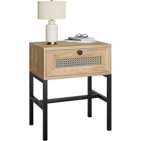 Table d'appoint en rotin PVC finition chêne gris (1/4)