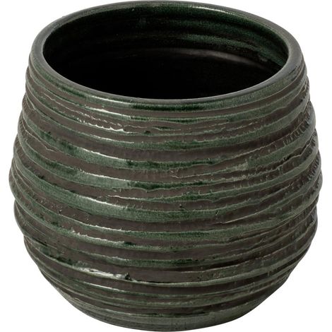 Cache-Pot en Céramique "Lagoon" 28cm Bleu Pétrole (1/2)