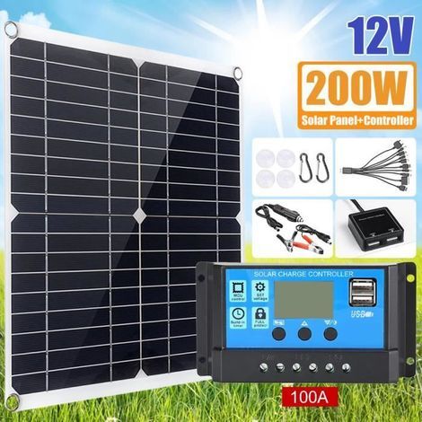 Panneau solaire - MIOLOE - Kit 200W 12V - Monocristallin flexible - Double interface USB - Idéal camping-Ywey