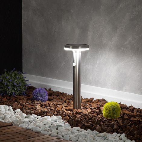 LED-Bodenstehleuchte Solar Aussen 6W 45cm mit Bewegungsmelder Helios Inox 4000K Neutralweiß