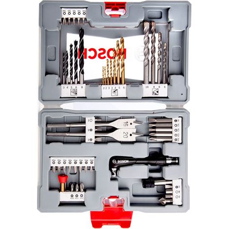Bosch – Coffret de forets à métaux HSS-TiN 49 pièces – 4 forets à béton Ø 5/6/8/10 mm – 7 forets HSS-TiN Ø 2 à 6 mm – 2608P00233 (1/10)
