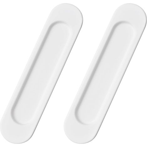Lntyq Lot de 2 poignées de porte coulissante ovales auto-adhésives en alliage d'aluminium blanc chaud sans perforation pour porte de grange coulissante, fenêtres, armoires / 15 cm