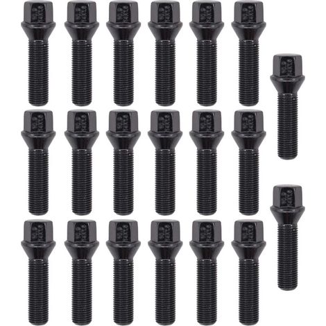 Lot de 20 boulons de roue coniques en alliage M14 x 1,5 - 45 mm - Noir (1/4)