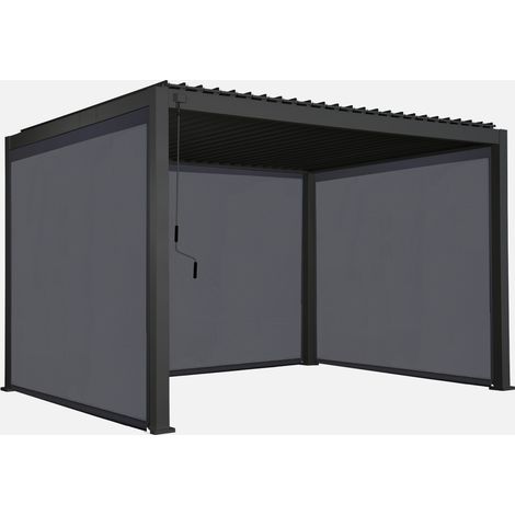 Pergola bioclimatica 3x4m in alluminio + 2 tende da 3m + 1 tenda da 4m (1/5)