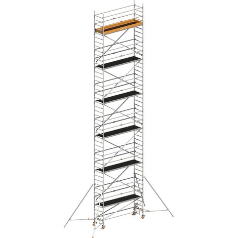 Layher Rollgerüst Uni Standard P2 mit Uni Telegeländer und ausziehbaren Gerüststützen 13,20m AH (1/3)