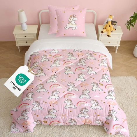 2-teiliges Bettwäsche Set Mädchen Einhorn 135x200 cm Mikrofaser OEKO-TEX