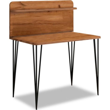 Bureau avec étagère pieds métal Pingmao Bois Noisette