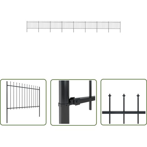 SKM Clôture de jardin avec dessus en lance Acier 13,6 x 1,2 m Noir (1/5)