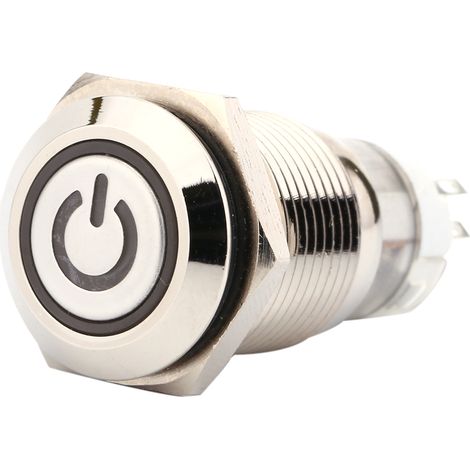 Un interrupteur à bascule métallique LED 16 mm 1NO 1NC 12 V avec bouton autobloquant (1/5)