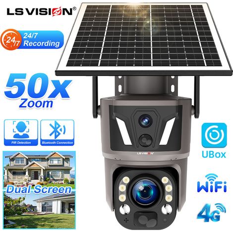 Caméra de surveillance solaire 4G LS VISION UBox extérieure, zoom 50x longue portée, portée d’observation annoncée 2 à 3 km, vision nocturne infrarouge 50 m, audio bidirectionnel, alarme intelligente, (1/5)