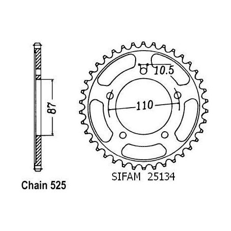 Couronne Gsf 400 Bandit 1990-1992 - 525 - 47 Dents - Similaire JTR807