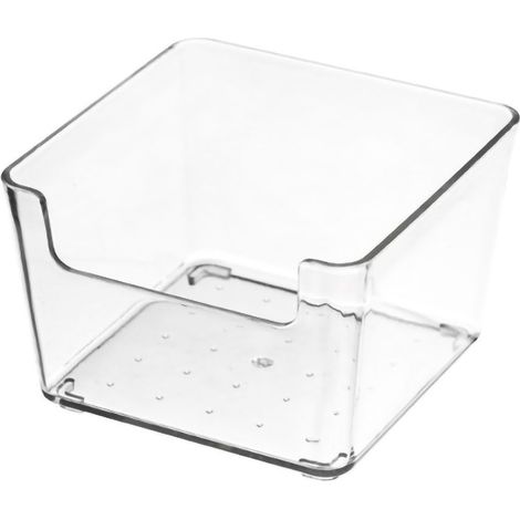 Organiseur de tiroir de bureau de style japonais, petite boîte compartimentée en plastique transparent pour ranger les ustensiles de cuisine et la papeterie, petite boîte carrée. (1/5)