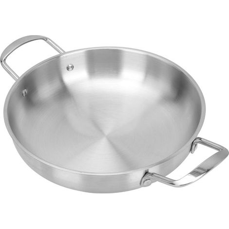 Poêle universelle en acier inoxydable pour paella et service, compatible four, idéale pour cuisson et présentation (1/5)