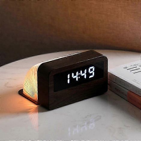 Lampe de lecture en bois Wabjtam, avec port USB et réveil, veilleuse lanterne en papier LED idéale pour la maison et le bureau. (1/5)
