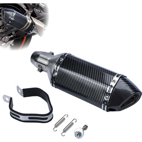 Motorcycle slip-on exhaust muffler, 38-51mm/1.5-2in stainless steel inlet universal motorcycle exhaust muffler carbon fiber exhaust pipe