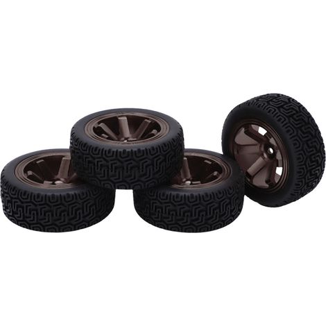 4 pneus en caoutchouc, alliage d'aluminium, finition soignée, installation facile, 6 crampons, pour voitures de sport 1/10, couleur marron. (1/5)