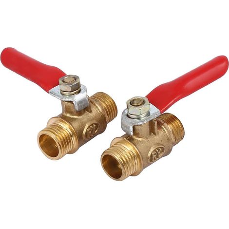 Robinetterie À Bille En Laiton - Raccord À Vis Mâle 1/4 Pouces - Levier En Forme De T - Angle De 180° - Pour Systèmes D'arrosage Et De Chauffage - 2 Pièces (1/2)