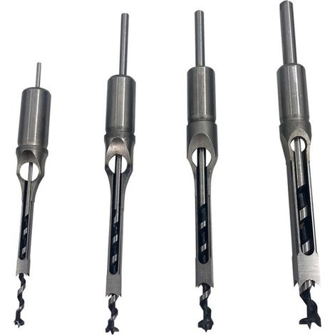Foret À Trou Carré - 6 4 mm 8 mm 9 5 mm 12 7 mm - Pour Mortiseuse À Trou Carré - Lot De 4 (1/5)
