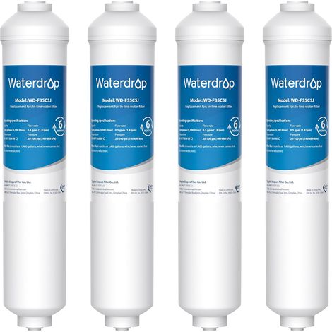 Waterdrop Filtre à Eau Remplacement pour Samsung® DA29-10105J, HAFEX/EXP, DA2010CB, DA99-02131B, LG® Filtre à Eau en Ligne (4 Pack)