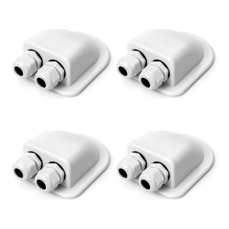 Passe-Toit IP68 Presse-étoupe Solaire boîtier d'entrée de câble Double Caravane Bateau Passe câble ABS Blanc