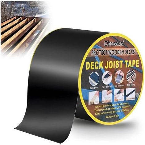 Kaelt - Ruban Adhésif en Butyle pour Terrasse, 100mm x 15 m Ruban de Solin en Bois pour Terrasse, Bande de Protection Lambourde, Protection du Bois (1 Rouleaux) (1/5)