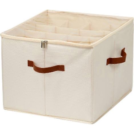 Organisateur de chaussures, rangement pour placard avec séparateurs ajustables, peut contenir 16 paires, boîte de rangement beige (1/5)