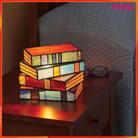 Lampe de livres empilés - - LR44 - Design vintage en pile de livres - Pile LR44 incluse - 18x14x10 cm (1/5)