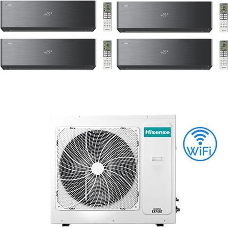Klimaanlage Hisense Energy Pro X BLACK Wifi R32 Split-Inverter-Panels 9000 + 9000 + 9000 + 12000 BTU mit E.U. 4AMW81U4RJC Klasse A++/A+