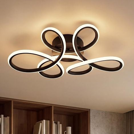 GBLY LED Plafón Salón Lámpara Techo 24W 3000K Blanco Cálido Negro Diseño Moderno Flor Metal para Dormitorio Oficina Cocina Pasillo (1/5)