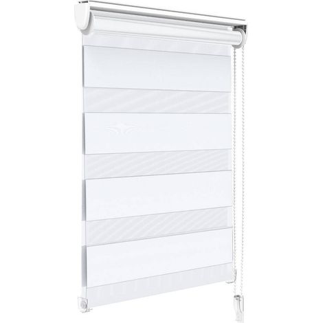 VOUNOT® Doppelrollo klemmfix ohne Bohren, Duo Rollo Klemmrollo für Fenster und Tür, 55x150 cm, Weiß (1/5)