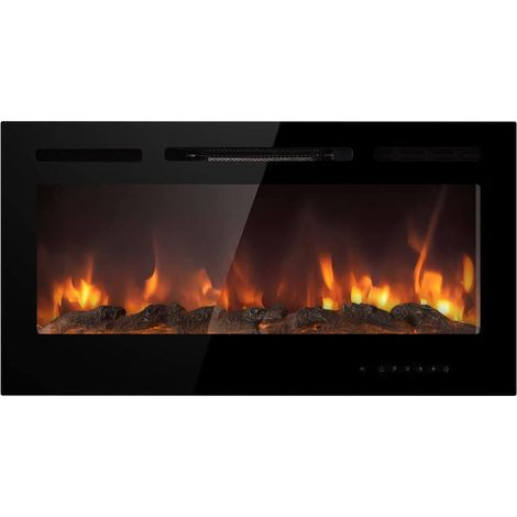 Dmora - Elektrischer Kamin Dtamborin, Elektroherd, Elektrischer Wandherd, Moderner Kamin, Made in Italy, 14x102 h55 cm, Schwarz
