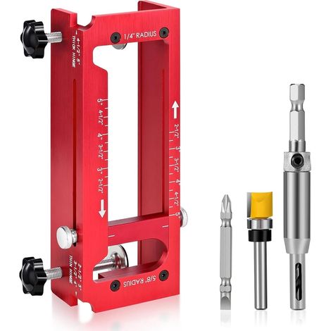 Door hinge mounting jig, adjustable milling template suitable for 2.5" to 5" door hinges, with 1/4" radius, /8" radius and right-angle corners (1/5)