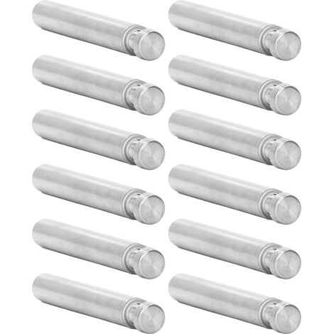 Kit de 12 vis d'entretoise en acier inoxydable 12 x 80 mm pour la fixation de panneaux publicitaires sur verre, idéal pour une utilisation domestique. (1/5)