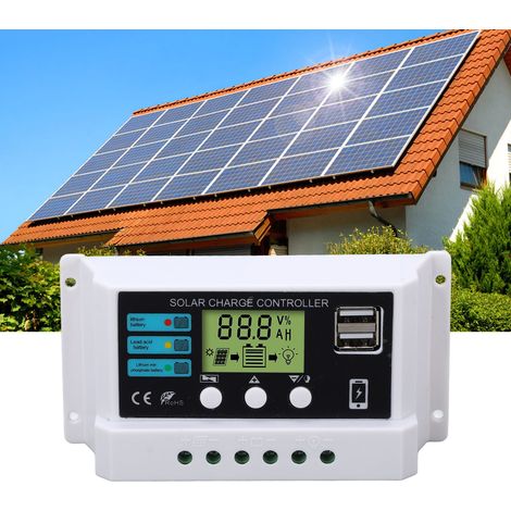 Contrôleur solaire pour batterie lithium-ion au plomb-acide blanc avec écran LCD, adaptatif 12V/24V 20A. (1/5)